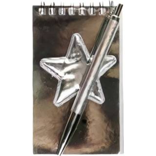 Notitieboek papier zilver Lg-imports Notitieboekje Glitter Ster 13 X 8 Cm 8719817674053