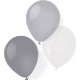 👉 Amscan Ballonnen 25,4 Cm Latex Zilver/wit 8 Stuks