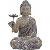 👉 Boeddha Woondecoratie Met Bloem Beeld 48 Cm - Tuinbeelden 8719538017238