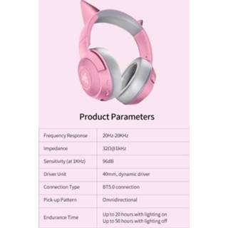 👉 Gaming headset roze Razer Kraken BT Kitty 5.0 Wireless Headphone 40mm Driver Unit Low Latency Built-in Beamforming Microphone Pink