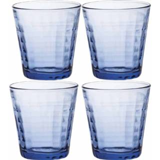 👉 Drinkglas blauw 4x Drinkglazen/waterglazen Prisme 220 Ml - Drinkglazen 8720147715729