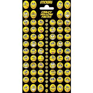 👉 Stickervel geel papier Funny Products Crazy Faces 88 Stuks 8717228727108