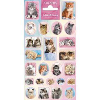 Stickervel papier Funny Products Softies & Cuties Cats 24 Stuks 8718274286717