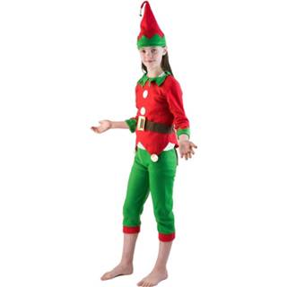 👉 Verkleedkostuum rood groen meisjes Bodysocks Elf Rood/groen 7-9 Jaar 5060298040244