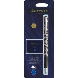 👉 Vulpen stuks fijn vulpennen blauw groen Waterman Allure camouflage fijne punt, inclusief 6 inktpatronen, op blister 3026981352171