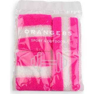 👉 Zweetbandje roze wit polyester One Size Color-Roze Orange85 Zweetbandjes - Hoofd en Pols / – Sportband Tennis 8720289425722