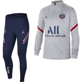 👉 Trainingspak grijs blauw trainingspakken kinderen Nike Paris Saint Germain Strike Drill 4e 2021-2022 Kids Donkerblauw