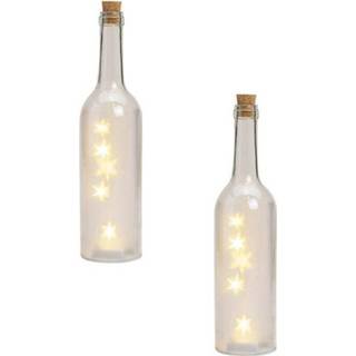 👉 Kerstverlichting 2x Glazen Decoratie Flessen Met Sterren Inclusief Verlichting 29 X 7 Cm - Figuur 8720276271325