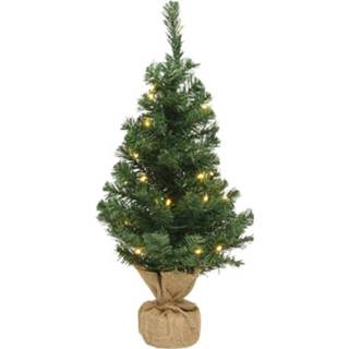 👉 Kerstboom groen Kerst Kerstbomen In Jute Zak Met Verlichting 45 Cm - Kunstkerstboom 8720147788389