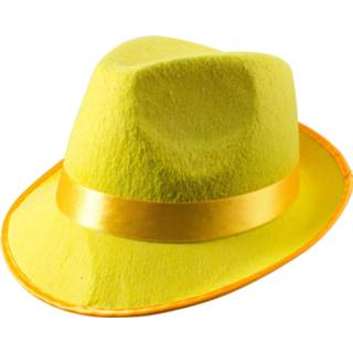 👉 Hoed geel Trilby Carnaval Verkleed Neon - Verkleedhoofddeksels 8718758339465