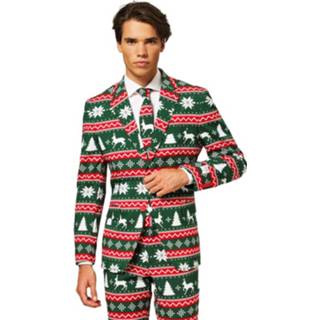 👉 Verkleedpak donkergroen rood groen polyester mannen Opposuits Festive Green Heren Rood/groen 8719323582835