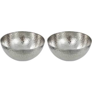 👉 Schaal zilver RVS 2x Salade schalen/kommen 28 cm