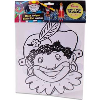 Witbaard Inkleurmaskers Sint En Piet Junior Karton Wit 2 Stuks