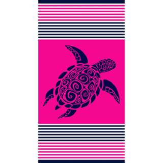 👉 Strandlaken magenta Strandlaken/badlaken Fuchsia Met Schildpad 90 X 170 Cm - Strandlakens 8720276222037