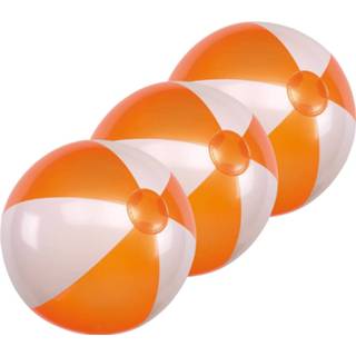 👉 Strandbal oranje wit 3x Opblaasbare Strandballen Oranje/wit 28 Cm Speelgoed - 8720276144155