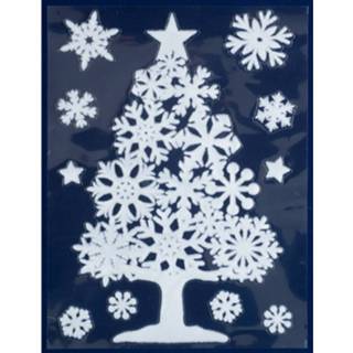 👉 Raamversiering witte 1x Kerst Raamstickers Kerstboom 29,5 X 40 Cm - Feeststickers 8720147880380