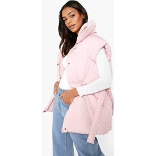 👉 Bodywarmer Met Hoge Kraag En Ceintuur, Dusky Pink