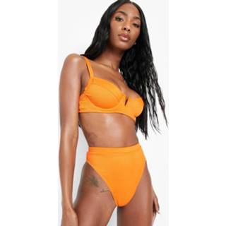 👉 Gerecycled Geribbeld Bikini Broekje Met Hoge Taille, Tropical Orange