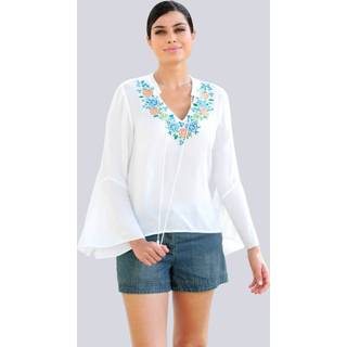 👉 Tuniek wit viscose gebloemd vrouwen Alba Moda 4055708164055