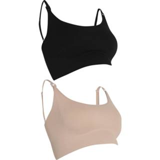 👉 Zwangerschap Gerecyclede Long Line Borstvoeding Beha'S (2 Stuks), Black_Nude