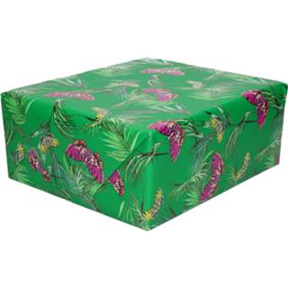 👉 Inpakpapier groen paarse Rollen Inpakpapier/cadeaupapier met vlinders 200 x 70 cm - Cadeauverpakking kadopapier 8720276037075