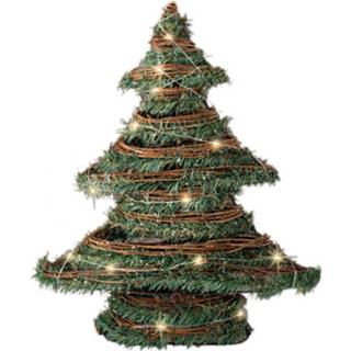 👉 Kerstboom groen Kerstdecoratie Rotan Decoratie Met Verlichting H40 Cm - Kunstkerstboom 8720093710960