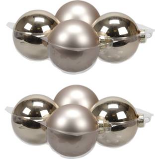 👉 Kerstbal glans 8x Stuks Glazen Kerstballen Licht Champagne (Autumn Blonde) 10 Cm Mat/glans - 8720576168332