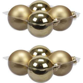 👉 Kerstbal goud glans 8x Stuks Glazen Kerstballen 10 Cm Mat/glans - 8720576168257