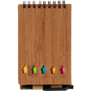 👉 Notitieboek bruin bamboe Pincello Notitieboekje Pijl 14,5 X 9 Cm 3-delig 8720585157532