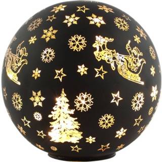 👉 Kerstbal zwart glas goud Peha Verlicht Led 15 Cm Zwart/goud 8712953024393