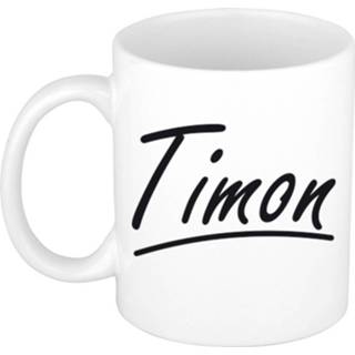 👉 Beker Naam Cadeau Mok / Timon Met Sierlijke Letters 300 Ml - Mokken 8720576543009