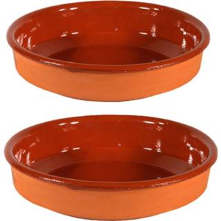 👉 Bord terracotta bruin One Size 2x Tapas borden/ovenschalen set Sevilla 40 en 32 cm - Serveerschalen/ovenschalen bordjes/schaaltjes Tapasschalen 8720276867719