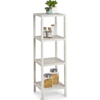👉 Plank wit Bijzet Badkamer/keuken Kastje Met 4 Open Planken 36 X 112 Cm - Badkamerkastjes 8720276346597