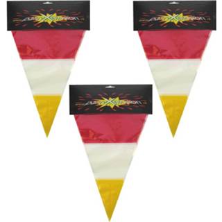 👉 Vlaggenlijn rood wit geel plastic 8x stuks rood/wit/geel carnaval 10 meters