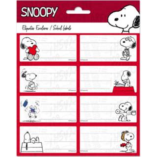 👉 Etiket wit rood Snoopy Etiketten Junior Zelfklevend Wit/rood 16 Stuks 8435497212377