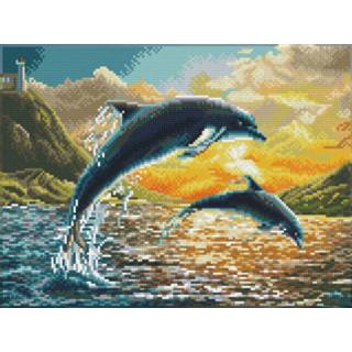 👉 Diamond Dotz Dolphin Sunset Painting, 18.369 Dotz, 41x32 Cm 4895225917921