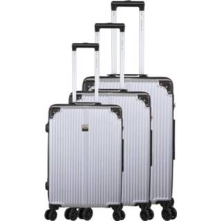 👉 Grijs France Bag Set Van 3 Koffers 8 Wielen Multidirectioneel Abs 3607961906227