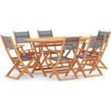 👉 Tuinset grijs Vidaxl 7-delige Massief Eucalyptushout En Textileen 8720286700549