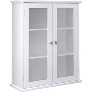 👉 Wandkast wit glas Nancy's - Kast Badkamermeubel Hangende Badkamerkasten 55 X 20 65 Cm 6013846256221
