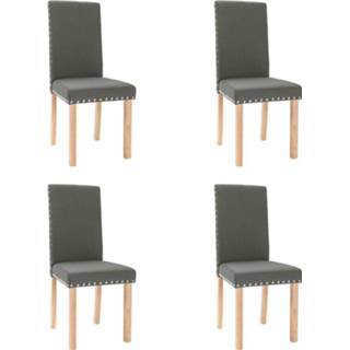 👉 Eetkamerstoel grijs stof Vidaxl Eetkamerstoelen 4 St Donkergrijs 8720286597958