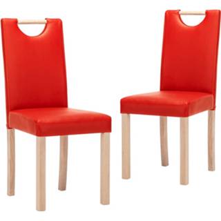 👉 Eetkamerstoel rood kunstleer Vidaxl Eetkamerstoelen 2 St 8720286597705