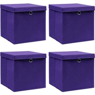 👉 Opbergbox paars Vidaxl Opbergboxen Met Deksels 4 St 28x28x28 Cm 8720286087299