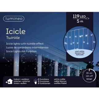 👉 Kerstverlichting wit Ijspegelverlichting Led Koud 119 Lampjes - Lichtgordijn 8720147758412