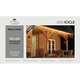👉 Kerstverlichting wit Kerst Ijspegelverlichting Met Timer 180 Lampjes Warm 3,6 M - Lichtgordijn 8720147589771