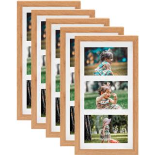 👉 Fotolijst Vidaxl Fotolijsten 5 St Voor 3x(10x15 Cm) Foto 3d 18x35 Cm Eikenkleur 8720286491003