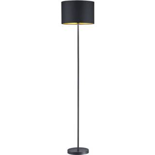 Vloerlamp zwart goud Trio Leuchten Hostel - Schemerlamp Met Kap Ø35 Cm E27 4017807392593