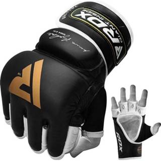 👉 Rdx Sports T2 Leather Mma Handschoenen - Goud / Zwart - Leer - Large - Leer