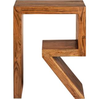 👉 Bijzettafel bruin acaciahout Womo-design R-vorm Bruin, 45x30x60 Cm, Gemaakt Van Massief 4064649017443