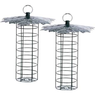 👉 Voedersilo metaal 2x Stuks Vogel Met Bladerdak Voor Vetbollen 23 Cm - 8720576685082