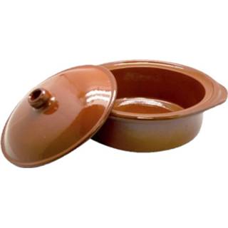 👉 Ovenschaal terracotta Tapas Ovenschaal/stoofpot Cocotte Met Deksel 26 Cm - Braadpannen 8427122000220